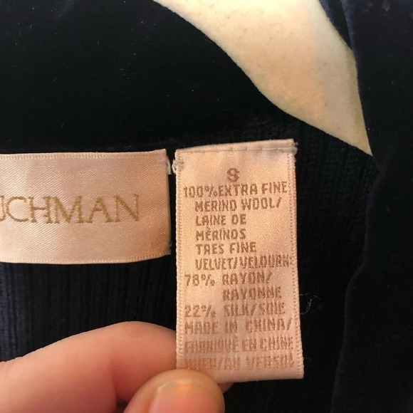 Dana Buchman Velvet Trim Wool Knit Button Down Size Small - Picture 3 of 6